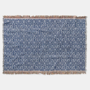 Morris Vintage 1882 Blauwe Achtergrond Bloem Motie Deken