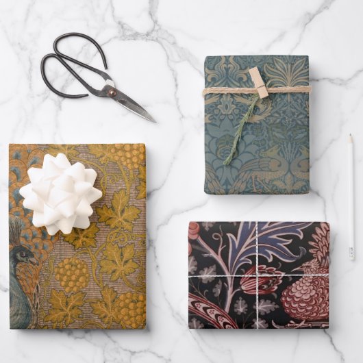  Morris Vogels Peacock Vine Dragon Turkeys Inpakpapier Vel (Voorkant)