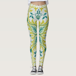 Morris Yellow Turquoise Vine & Bloempatroon Leggings