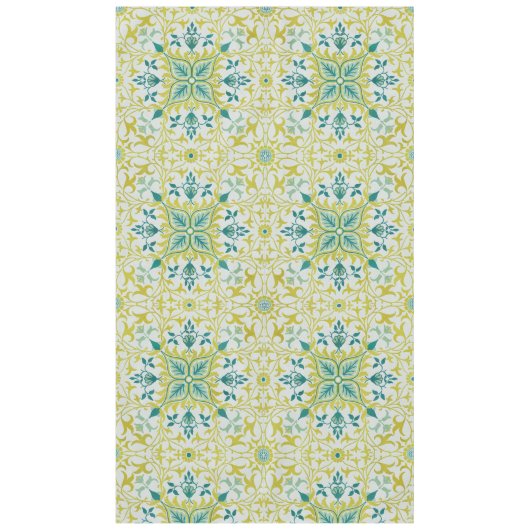 Morris Yellow Turquoise Vine & Bloempatroon Tafelkleed (Voorkant)
