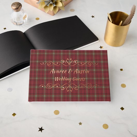 Morrison Red Weathered Original Scottish Tartan Gastenboek (Voorkant open)