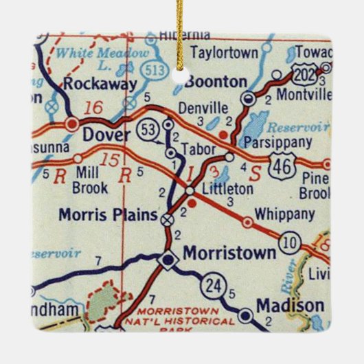 Morristown NJ Map Keramisch Ornament (Achterkant)