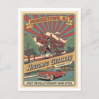 Morristown NJ Retro 1950s Historic Travel Briefkaart