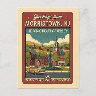 Morristown NJ Retro Travel 1950s Style Briefkaart