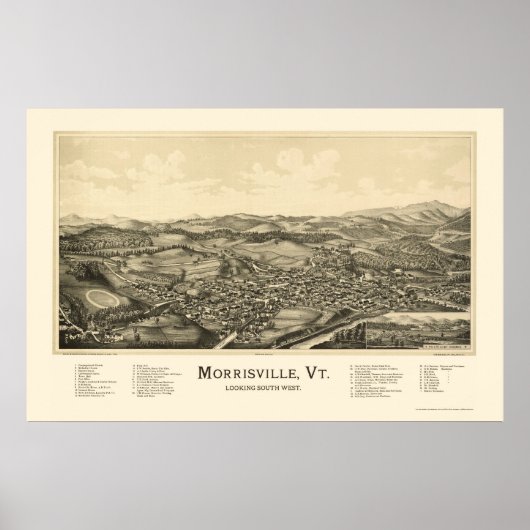 Morrisville, VT Panoramic Map - 1889 Poster (Voorkant)