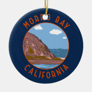 Morro Bay California Retro Noodlijdende Cirkel Keramisch Ornament