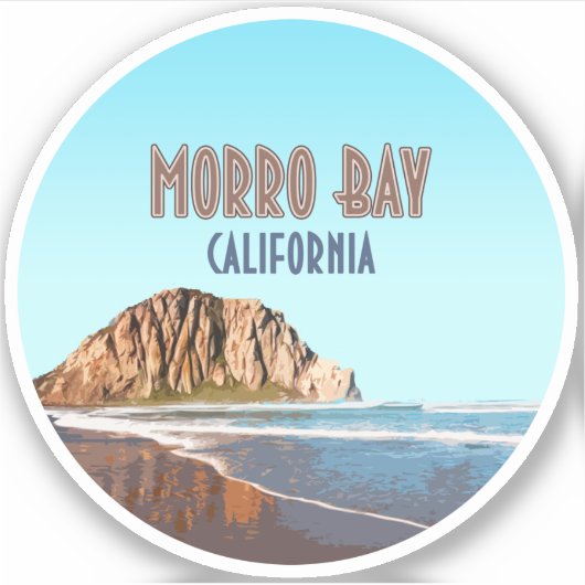 Morro Bay Rock California Sticker (Voorkant)