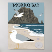 Morro Rock Bay Central California Beach Seagulls Poster (Voorkant)