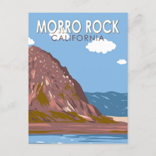 Morro Rock California Travel Art Vintage Briefkaart