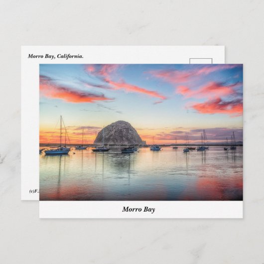 Morro Rock Sur La Carte Postale Dusk (Devant / Derrière)