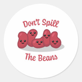 Mors de bonen niet! Leuke Bean Cartoon Ronde Sticker
