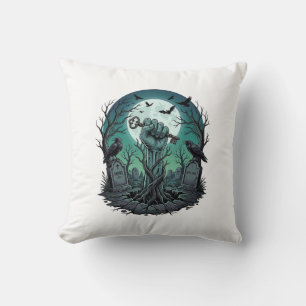 Mors Zombie Hand Skelet Sleutel Grafsteen Ravens H Kussen