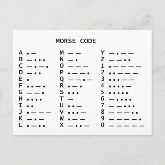 MORSCODE BRIEFKAART (Voorkant)
