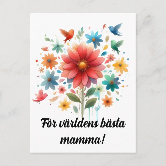 Morsdag. Blommor. Briefkaart (Voorkant)