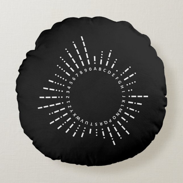 Morse Code Alphabet Rond Kussen (Voorkant)