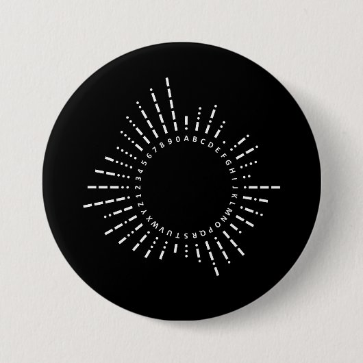 Morse Code Alphabet Ronde Button 7,6 Cm (Voorkant)
