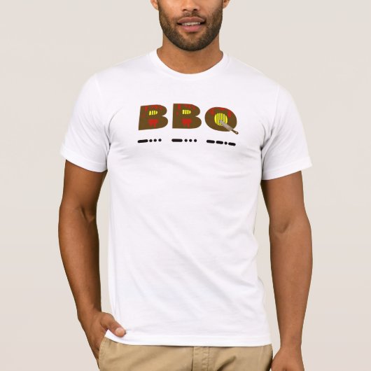 Morse Code BBQ T-shirt past het aan! (Voorkant)