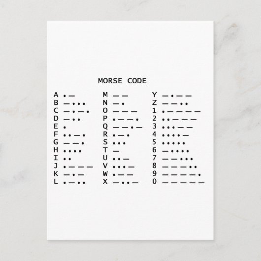 Morse Code Briefkaart (Voorkant)