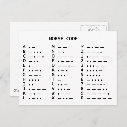 Morse Code Briefkaart (Voorkant / Achterkant)