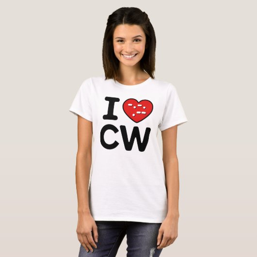 Morse Code Liefde - CW Whispering Waves T-shirt (Voorkant volledig)