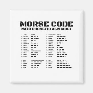 Morse Code NAVO-fonetisch alfabet Alfa-Zulu Magneet