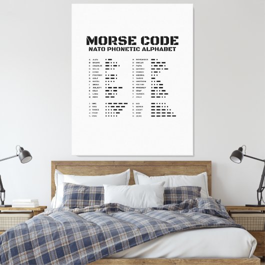 Morse Code NAVO Fonetisch Alfabet Canvas Afdruk (Insitu (Slaapkamer))