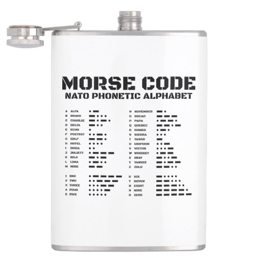 Morse Code NAVO Fonetisch Alfabet Heupfles (Geopend)
