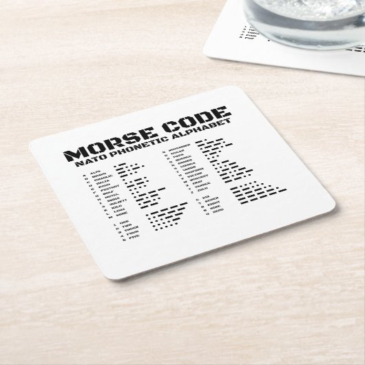 Morse Code NAVO Fonetisch Alfabet Vierkante Kartonnen Onderzetter (Schuin)