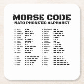 Morse Code NAVO Fonetisch Alfabet Vierkante Kartonnen Onderzetter (Voorkant)