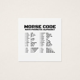 Morse Code & NAVO Grafische Tabel Vierkante Visitekaartjes