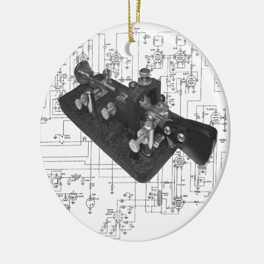 Morse Code Radio Key Schematisch Keramisch Ornament (Links)