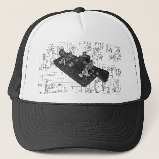 Morse Code Radio Key Schematisch Trucker Pet (Voorkant)