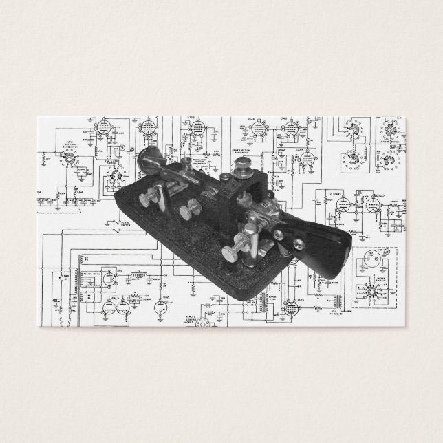 Morse Code Radio Key Schematisch Visitekaartjes (Voorkant)