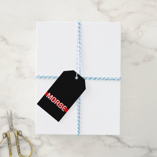 MORSE Code Red Line Design Cadeaulabel (Met Touw)
