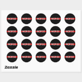 MORSE Code Red Line Design Ronde Sticker (Vel)