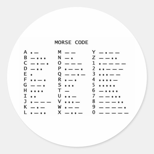 Morse Code Ronde Sticker (Voorkant)