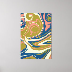 Morsen - Blauw, Olijfgroen, Roze en Cream Canvas Afdruk
