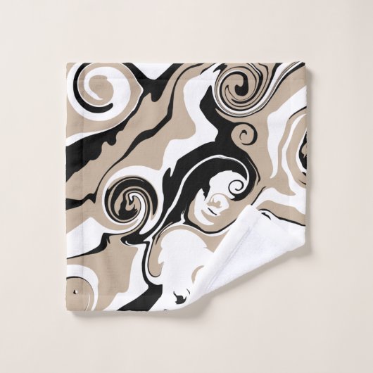 Morsen - Taupe, zwart en wit Bad Handdoek (Wasdoekje)