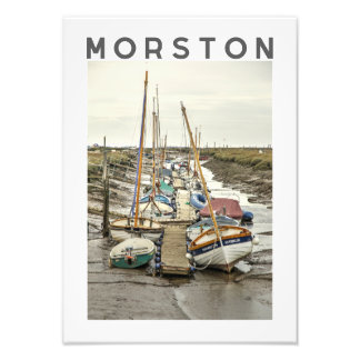Morston Boats at Low Tide, North Norfolk Foto Afdruk