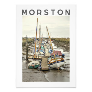 Morston-boten bij laagwater, Noord-Norfolk Foto Afdruk