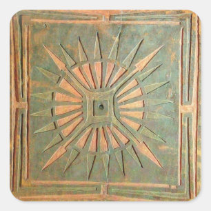 MORSTSTAR,antiek geel, bruin, groen Vierkante Sticker
