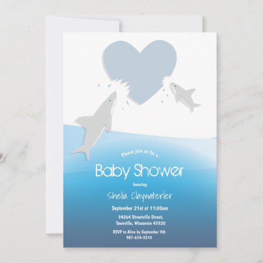 Morsures cardiaques et requins | Invitation Baby s (Devant)