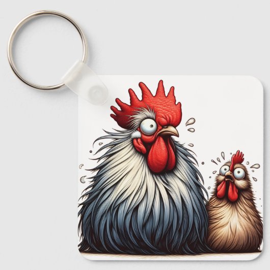 "Mort & Pepper Silkie" Duo Aluminum Keychain (Voorkant)