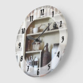 Mortar en Pestle en flessen op planken Grote Klok (Hoek)