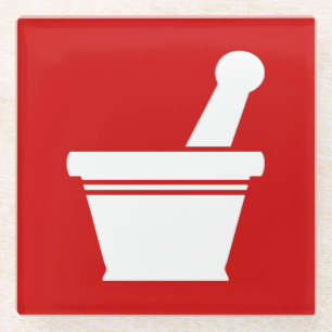 Mortar en Pestle Glazen Onderzetter