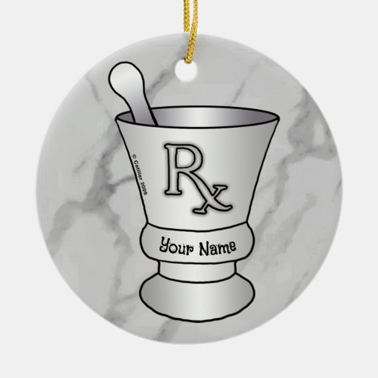 Mortar en Pestle Keramisch Ornament (Voorkant)