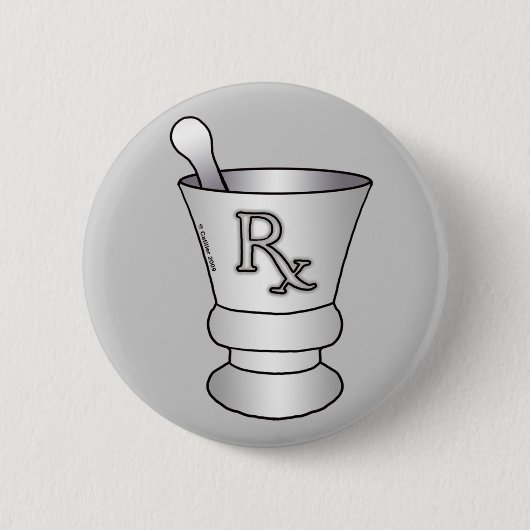 Mortar en Pestle pin Ronde Button 5,7 Cm (Voorkant)