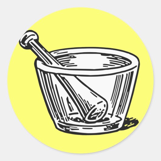 Mortar en Pestle Ronde Sticker (Voorkant)
