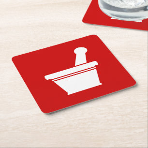 Mortar en Pestle Vierkante Kartonnen Onderzetter