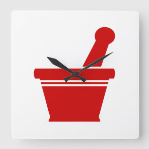 Mortar en Pestle Vierkante Klok